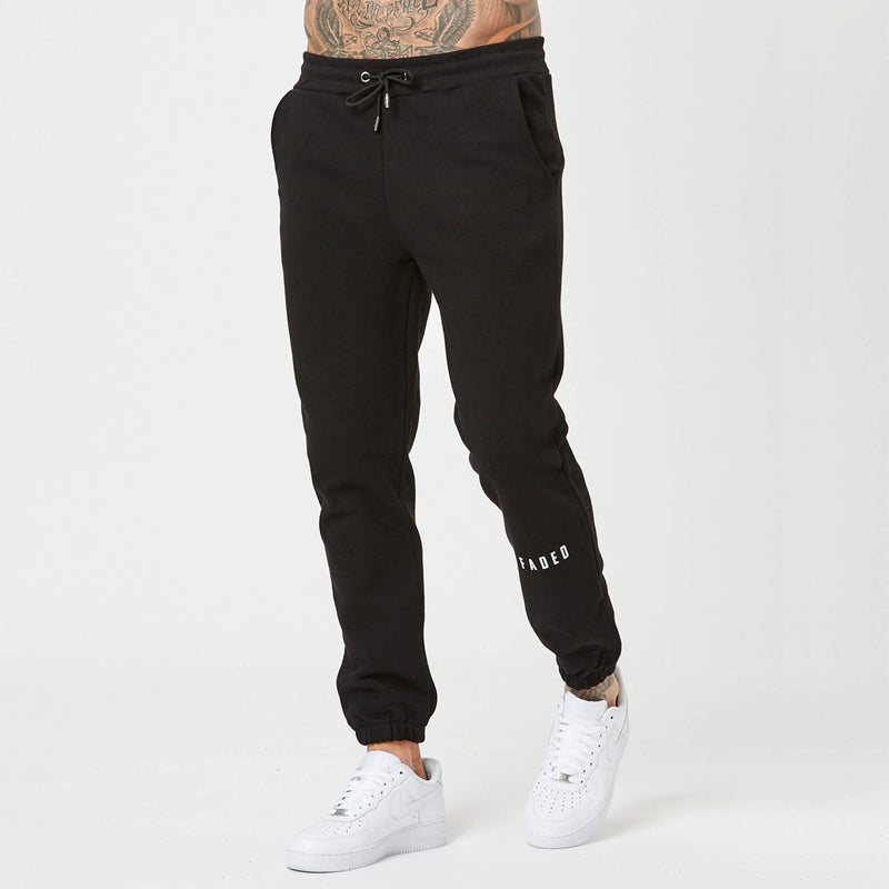 black branded joggers