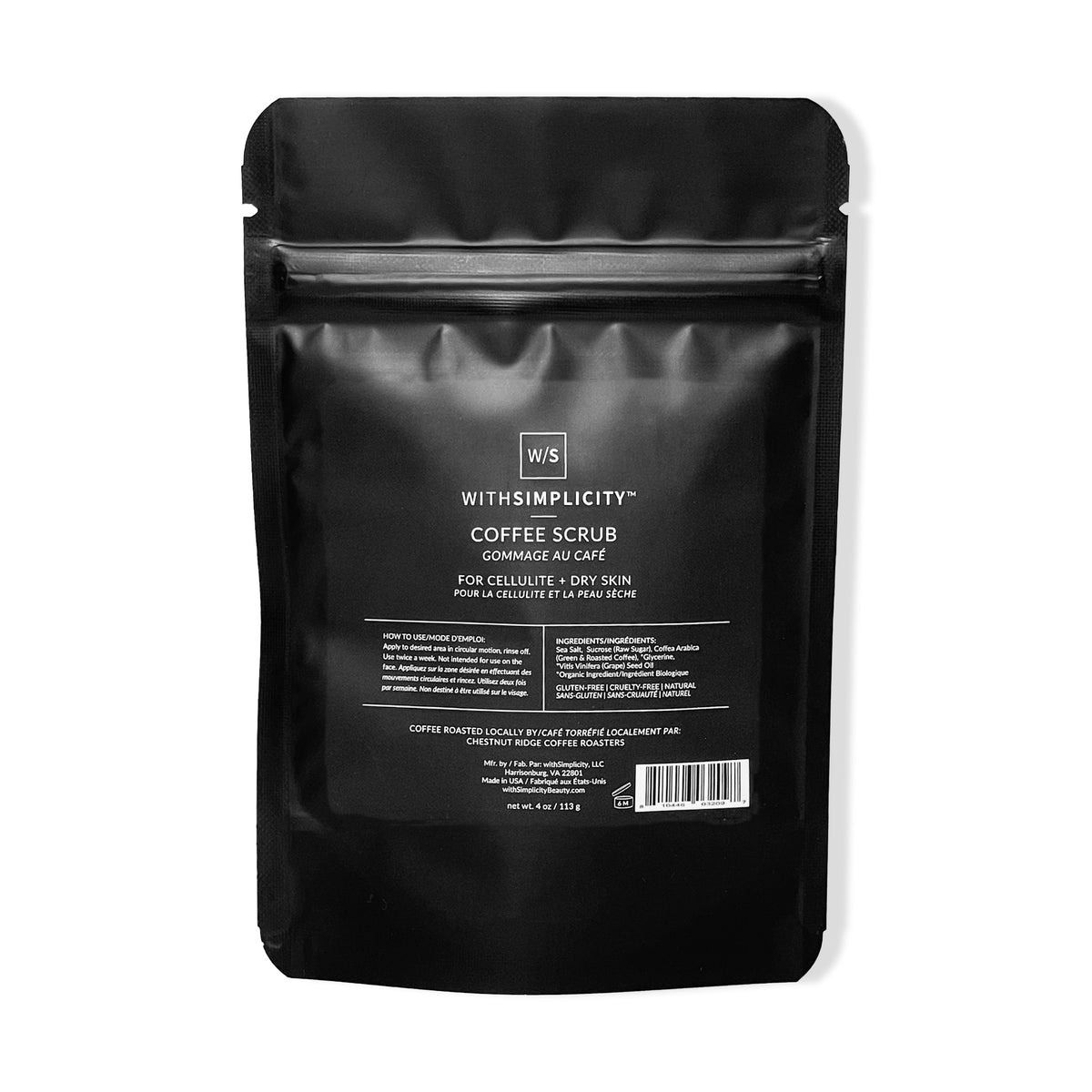 withSimplicity natural organic coffee body scrub