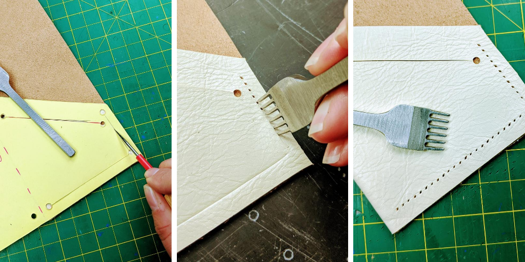 Leather Wallet cutting Template Pattern With Sewing Stiches