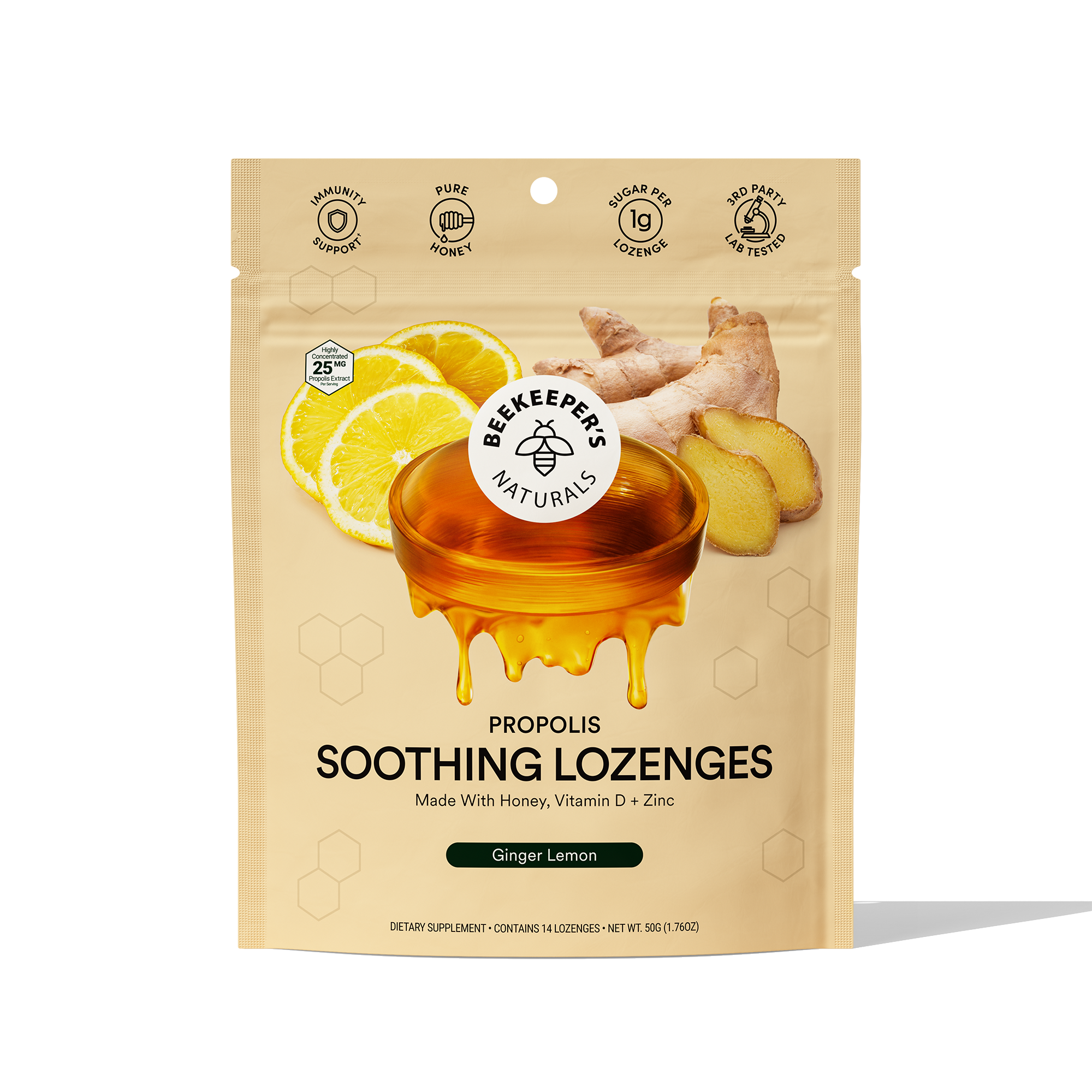 Propolis Soothing Lozenges, 1.7 oz, Beekeeper's Naturals