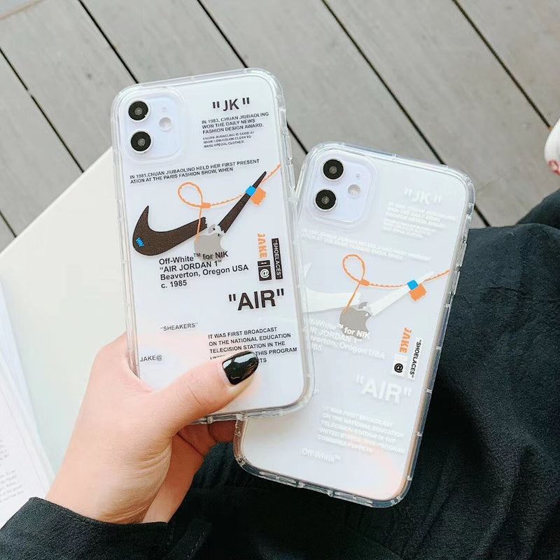 off white x swoosh clear phone case