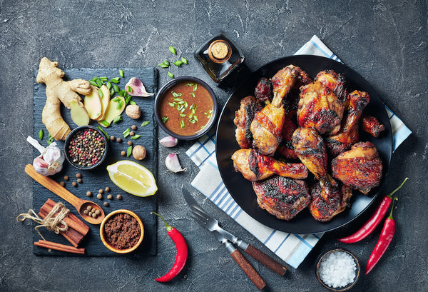 Sweet Potato Zoodles with Jerk Chicken