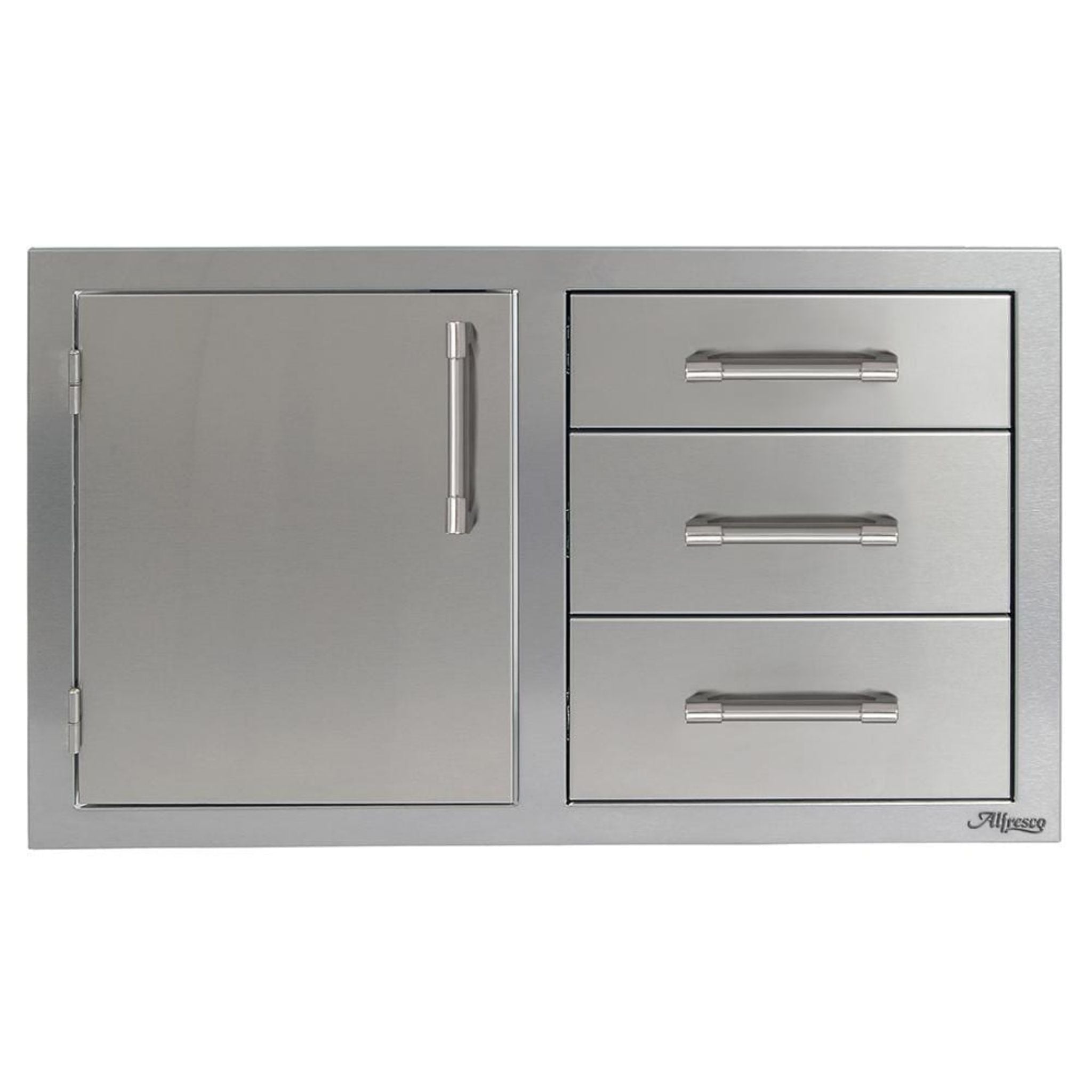 Afresco 32" Light Green Gloss Three Drawers with Door on Left