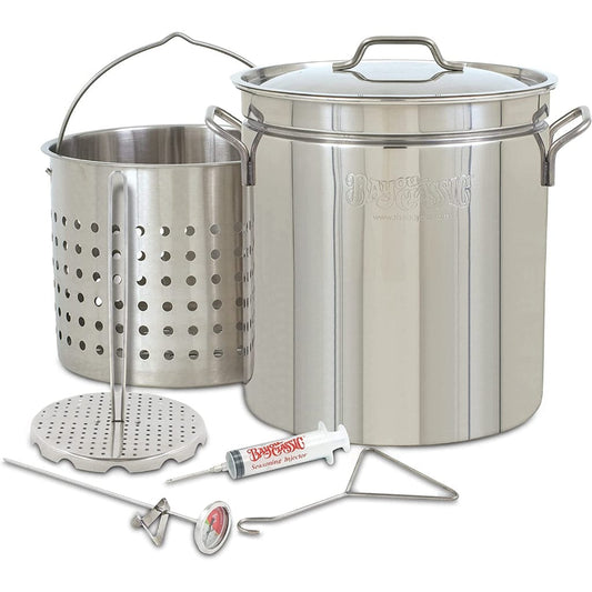 BAYOU CLASSIC 32 qt. Stainless Steel Turkey Fryer Set 1118 - The