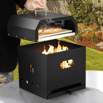 Costway Black Outdoor Pizza Oven with Anti-Scalding Handles and