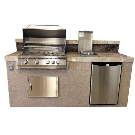 Kokomo Grills Teppanyaki, Griddle, Built-in BBQ Grill with Side Burner, Storage Drawers 7'6