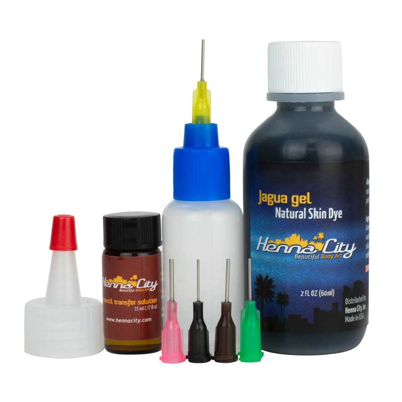 Black Jagua Ink | Jagua Henna Temporary Tattoo Kit With Stencils - 2 oz | Henna City