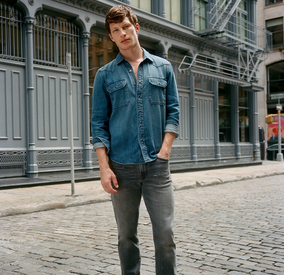 denim blue outfit