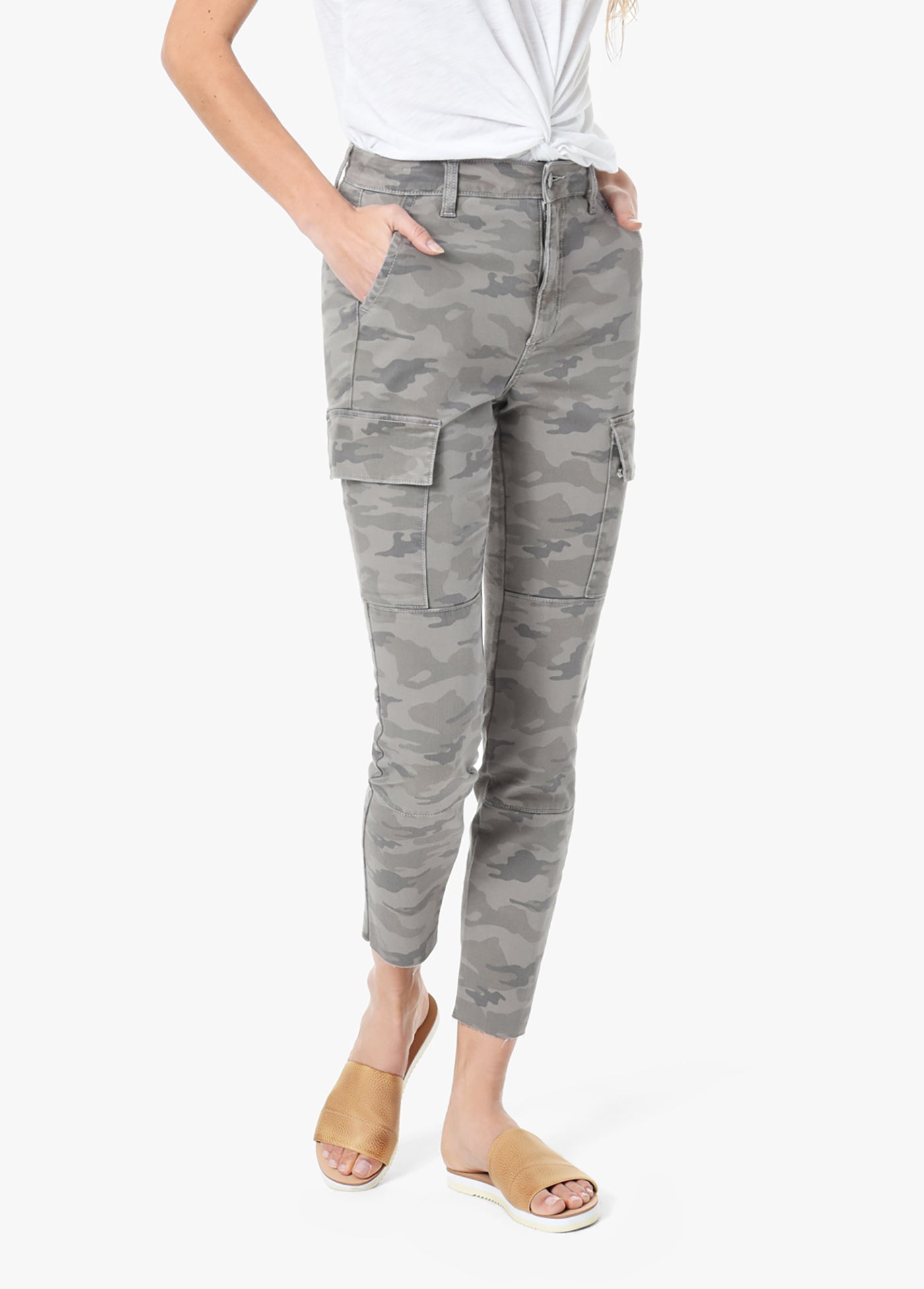 high rise camo jeans