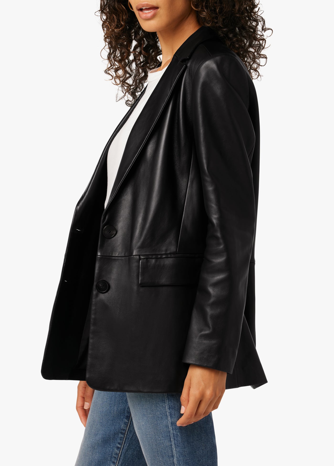 THE NINA BOYFRIEND LEATHER BLAZER