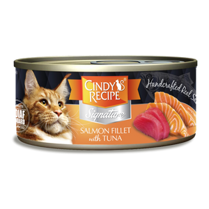 Cindy’s Recipe® Signature貓罐 - 三文魚配吞拿魚湯黑罐 70g (橙)