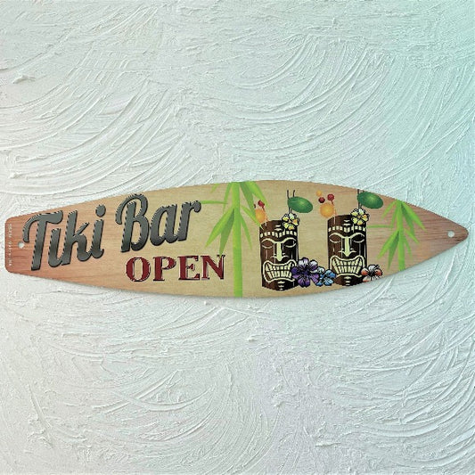 Gone Surfing Metal Surfboard Sign 17 x 4.5 ↔ Beach Waves Green