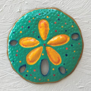 Metal Teal Sand Dollar Wall Decor Beach Decor Caribbean Rays