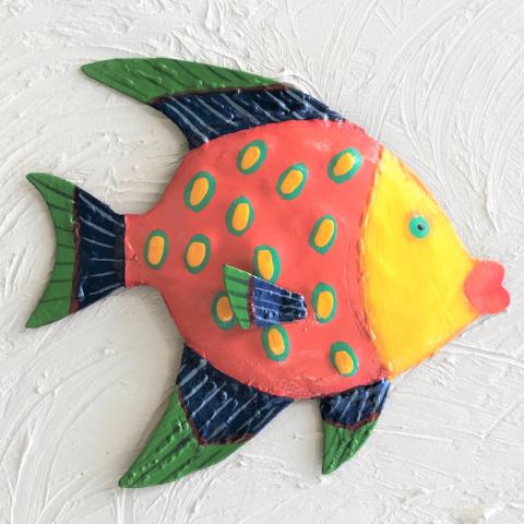 Metal Pink Face Funky Angelfish Wall Art