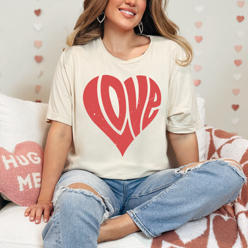 Sand Distressed Love Tshirt