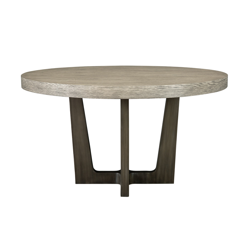 Round Wood Dining Table with Forged Steel Legs