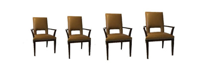 Contemporary Century Leather Dining Arm Chairs Set of 4