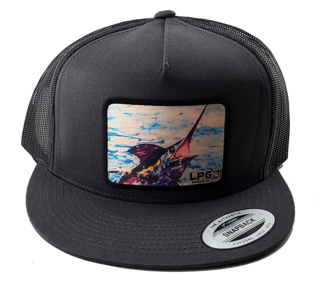 LPG Apparel Co. Big Game Fishing Style Classic Snapback Flat Brim Trucker Baseball Hat Surface Breaker