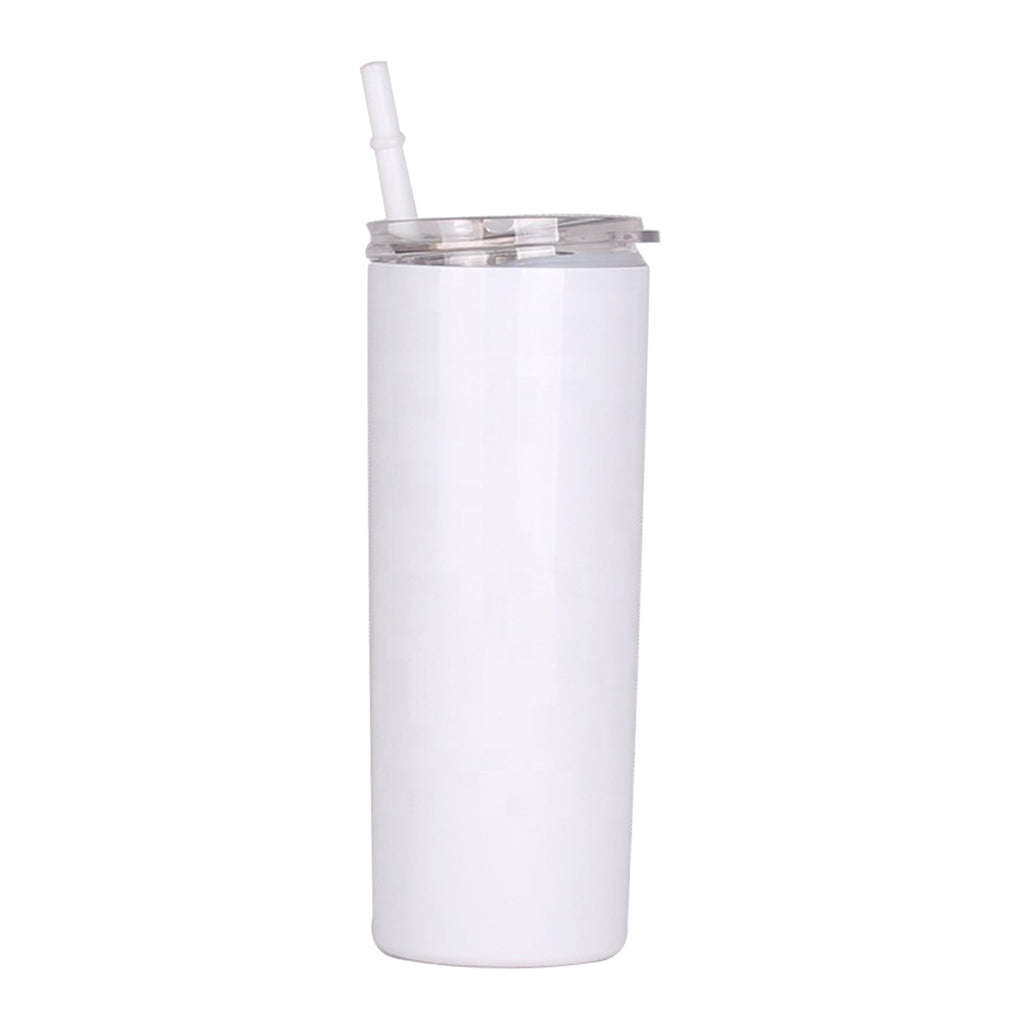 D S 8 Pack Sublimation Tumblers 20 oz Skinny Stainless Steel Insulated  Straight Sublimation Tumbler Blank with Straw Lid Brush and Shrink Wrap 8  Pack White