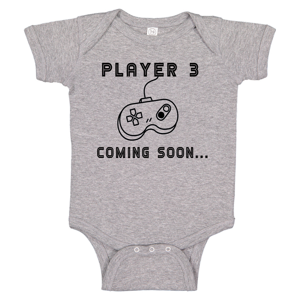 cancerviewfinder® Player 3 Coming Soon.. Gamer Funny Pregnancy Reveal Novelty One-Piece Baby Bodysuit