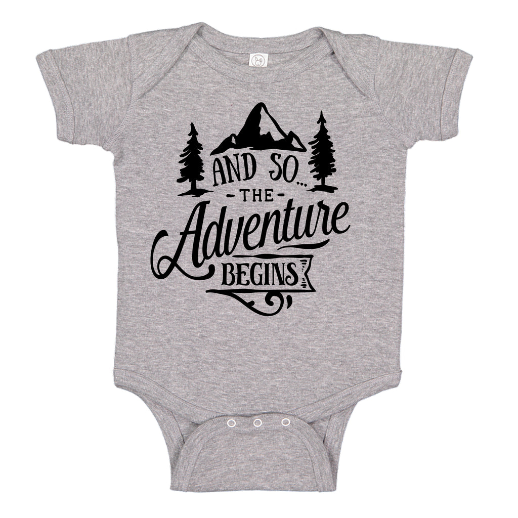 cancerviewfinder® And So The Adventure Begins Baby Pregnancy Announcement Baby Bodysuit One piece Romper Baby announcement, pregnancy Reveal