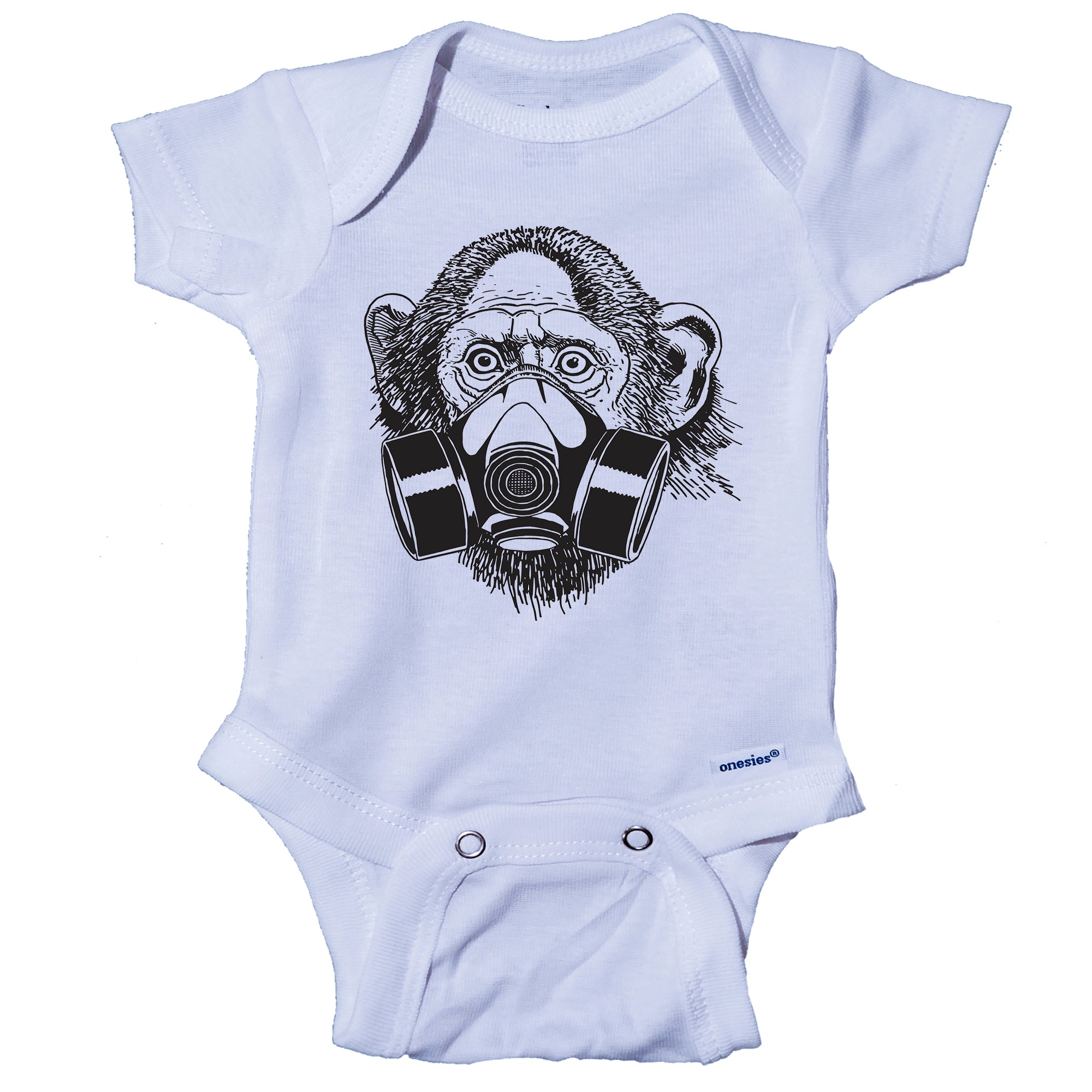 Ink Trendz庐 Primate Monkey Gas Mask Street Wear Pandemic Baby-Toddler One-piece Onesuit庐