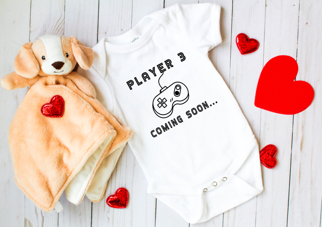 cancerviewfinder® Player 3 Coming Soon... Baby announcement Infant Onesie®  Bodysuit Romper