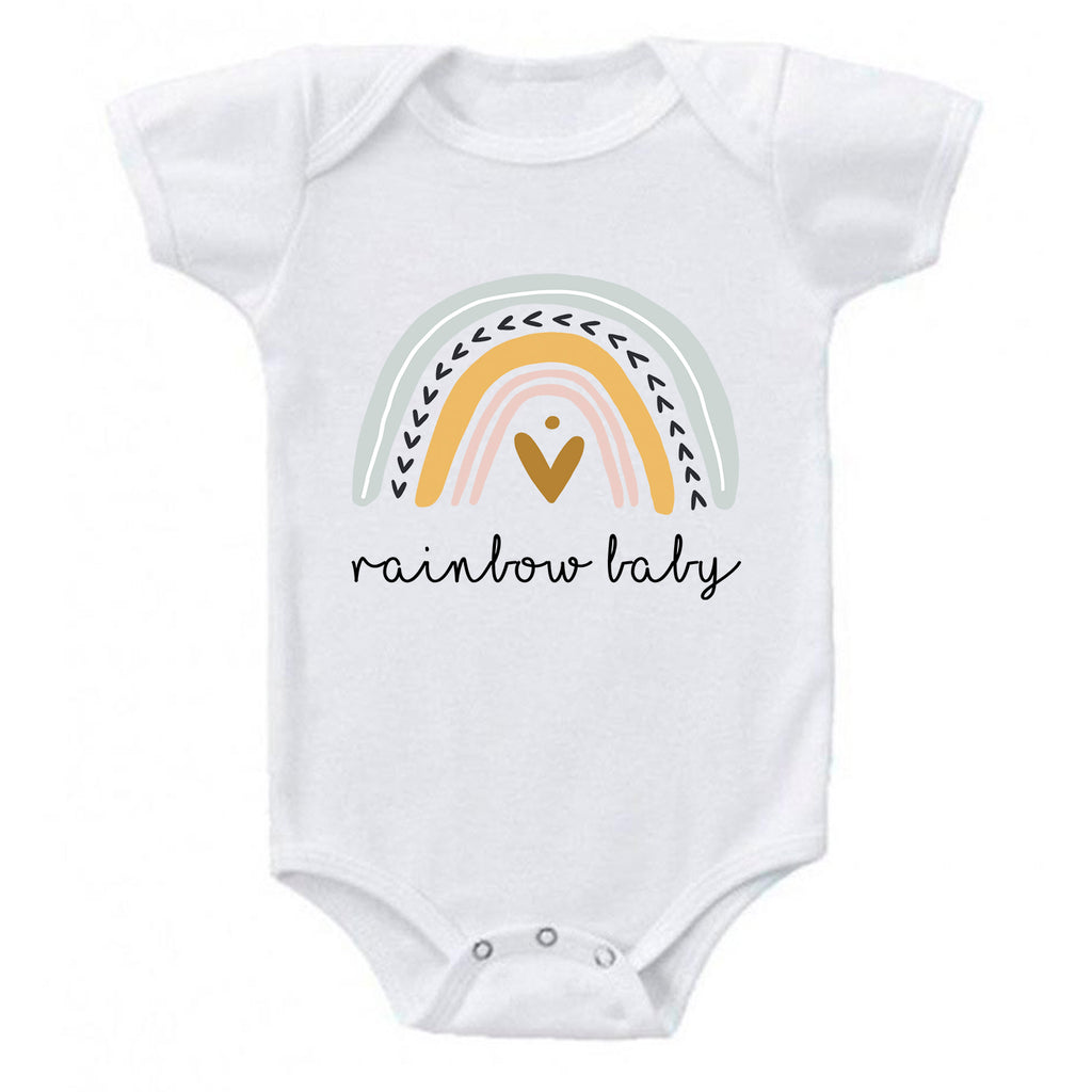 cancerviewfinder® Rainbow Baby Pregnancy Reveal Announcement Baby Romper Bodysuit