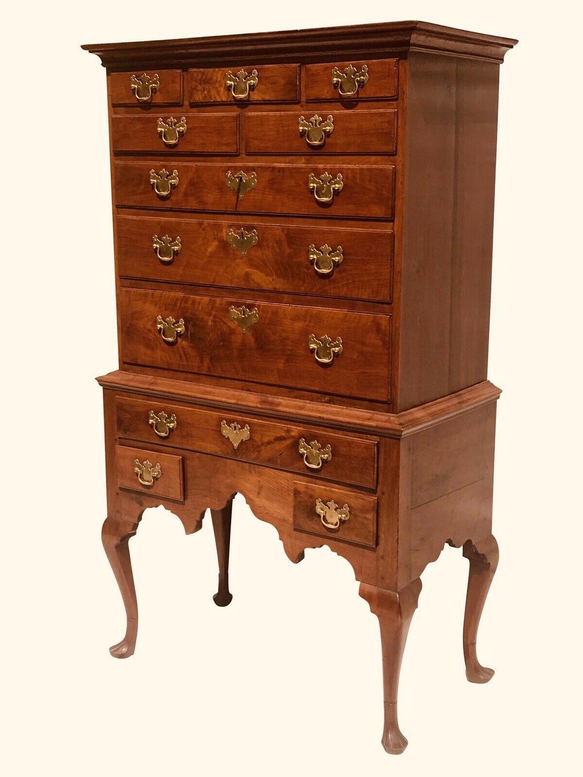 18th C Antique Queen Anne Period Philadelphia Walnut Highboy