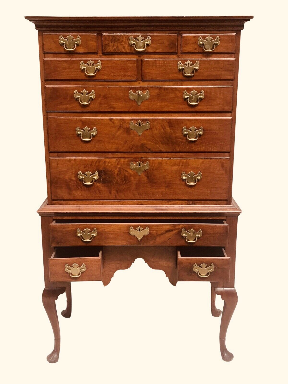 18th C Antique Queen Anne Period Philadelphia Walnut Highboy