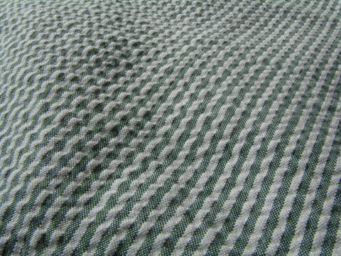 Green/white striped seersucker fabric