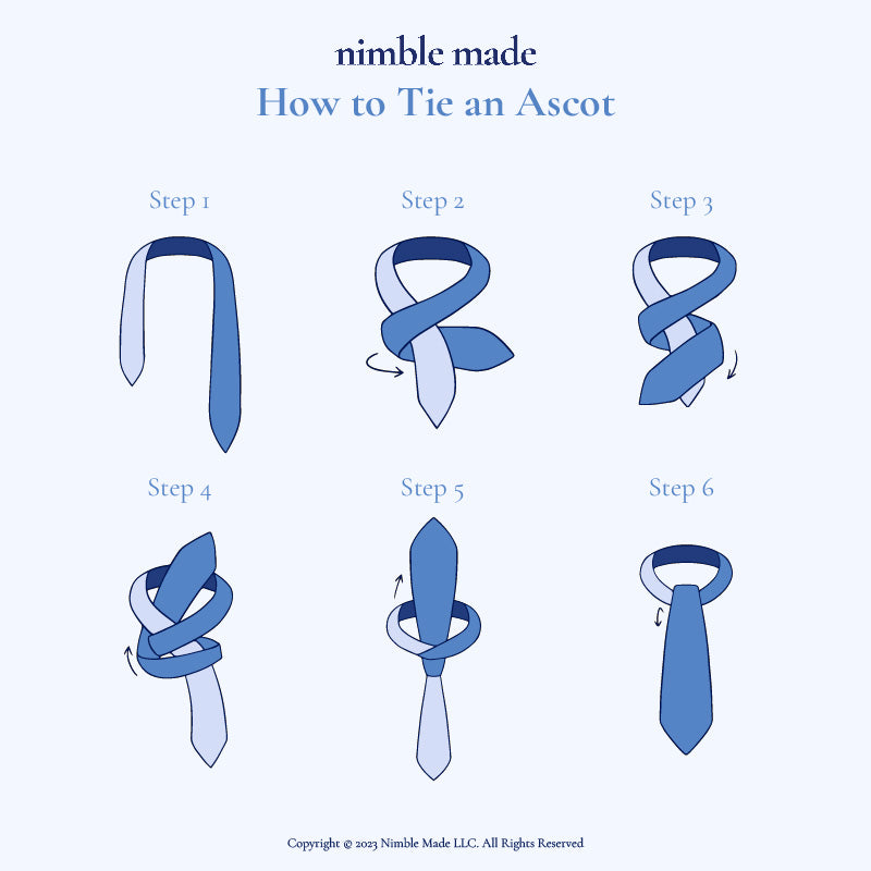 visual infographic on how to tie an ascot