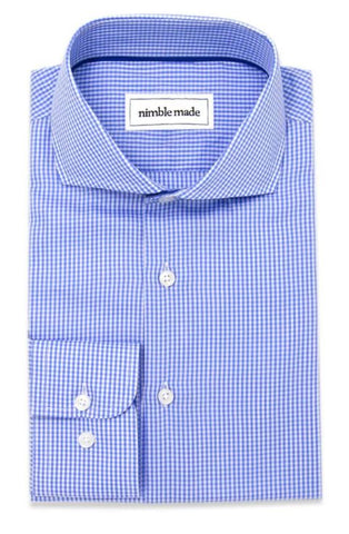 Sky Blue Checkered Cutaway Dress Shirt