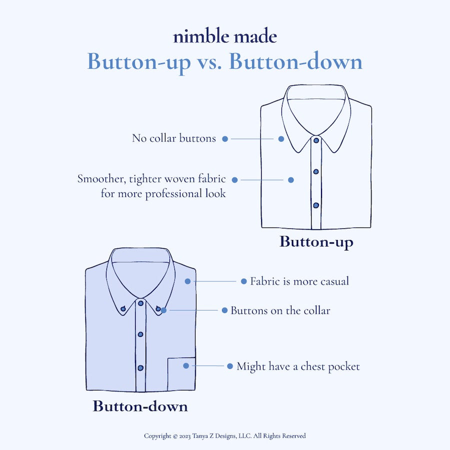 Button Up vs Button Down | Differences in Men\'s Shirts - Nimble Made