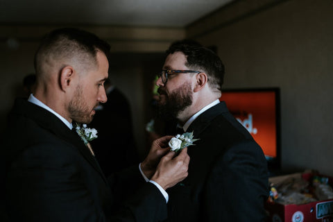 position the boutonniere correctly