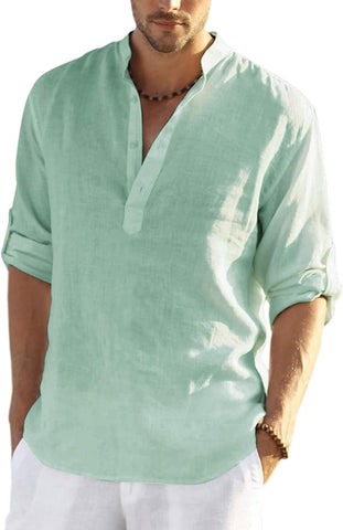 men's cotton henley shirt