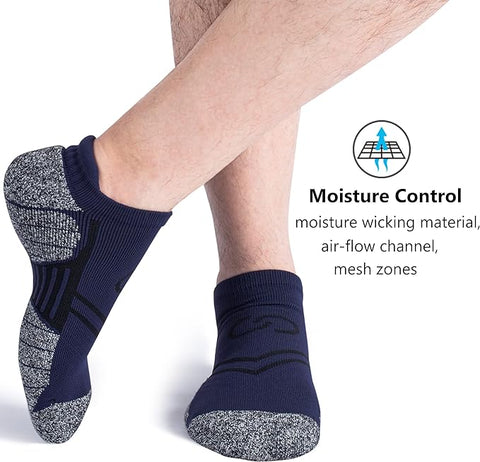 Moisture-wicking men's no-show socks