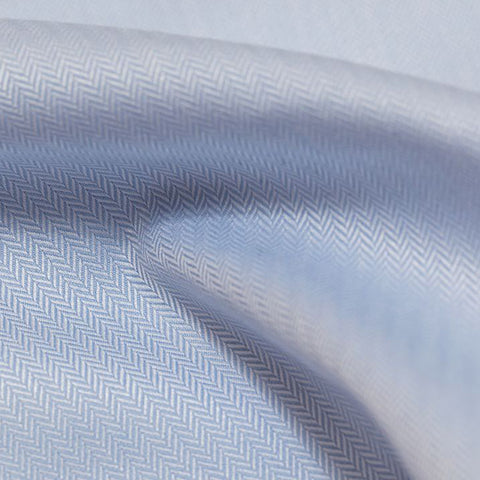 shiny light blue herringbone weave dress shirt