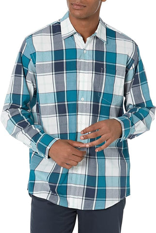 Teal plaid poplin shirt