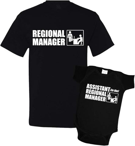 Regional Manager/Assistant Combo Matching Dad Baby Shirts or Bodysuit