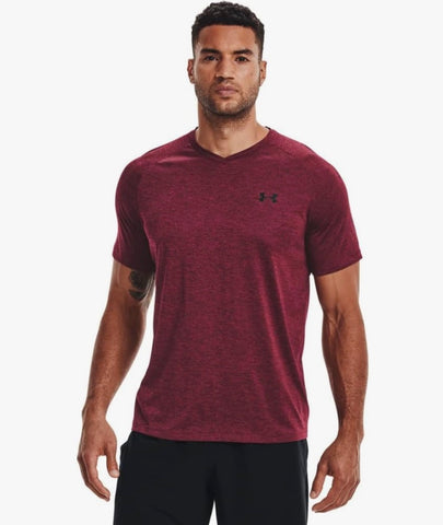 best v neck t shirt for men in red from under armour
