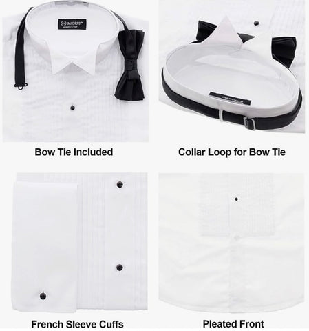 french sleeve cuffs pleated front bow tie included for best tuxedo shirt
