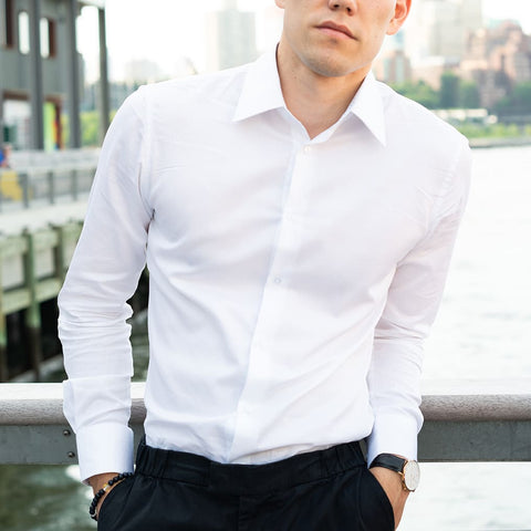 white dress shirt without collar