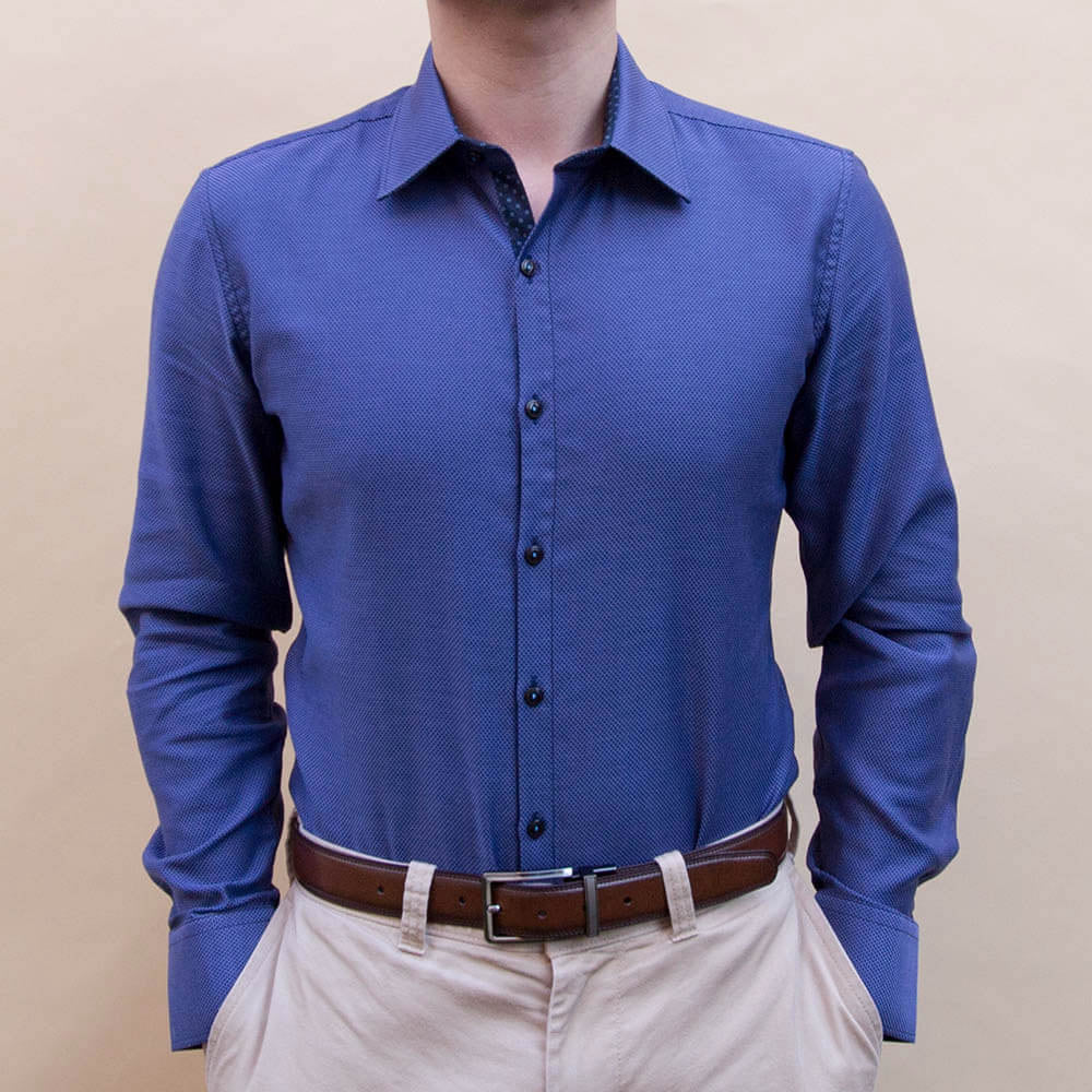 Dark Blue Textured Dress Shirt | The Azure – Nimble Made