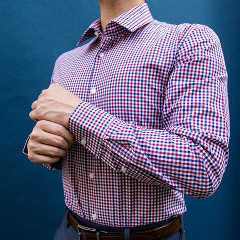 red and white dress shirt on man