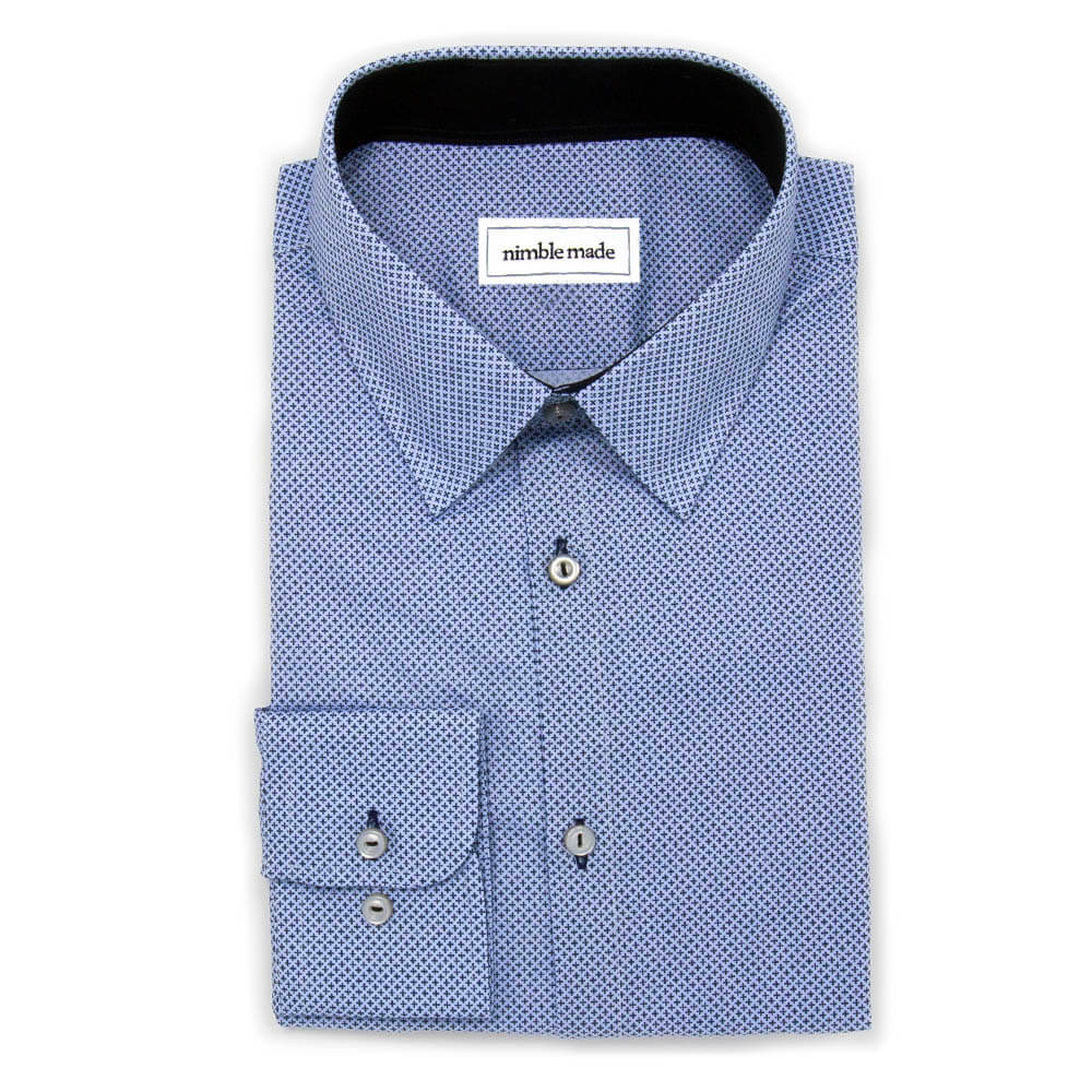 Navy Blue Checkered Dress Shirt