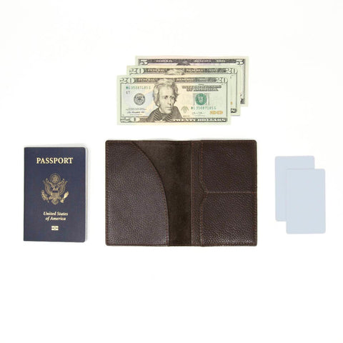 Dark brown leather passport cover