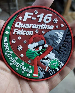 F-16 QUARANTINE FALCON RED PVC PATCH