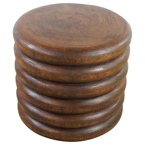 Haussmann® Mango Stacked Rings Table 20 D x 18 in High Antique Oak Oil - Haussmann Inc