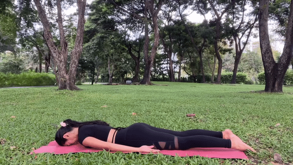 Sphinx Pose (Salamba Bhujangasana): Lie on your stomach with your elbows under your shoulders and forearms flat on the mat. Press your forearms into the ground, lift your chest, and elongate your spine. Feel a gentle stretch in your lower back.